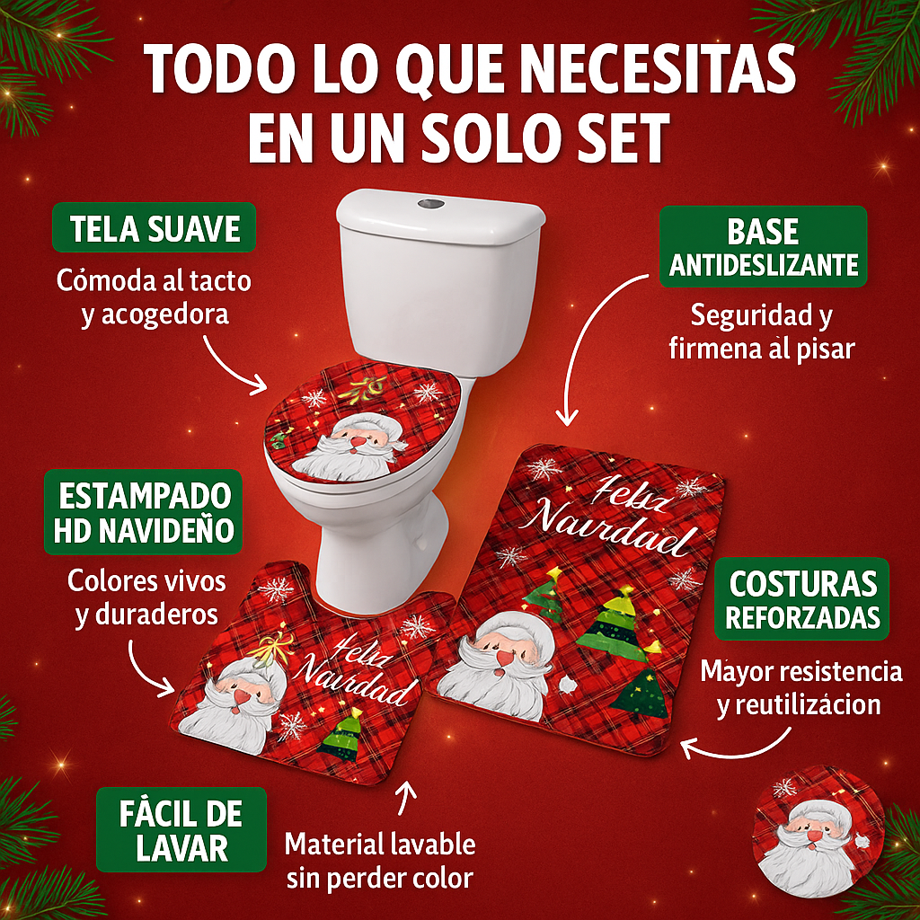 Chrisbath™ Set de baño navideño 3 piezas